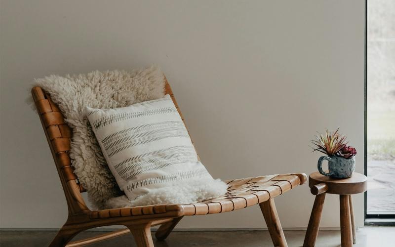 a chair with a pillow